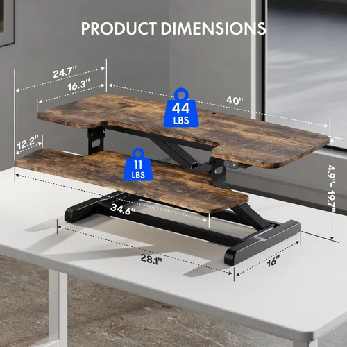 Vista 30 de FLEXISPOT Convertidor eléctrico de escritorio de pie de 32 pulgadas, elevador de escritorio motorizado para sentarse a pie, monitor de escritorio