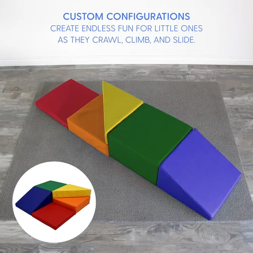 Vista 5 de FDP SoftScape - Gimnasio de interiores para bebés y niños pequeños hecho de escalones de espuma suave y PU de colores, ideal para gatear, escalar