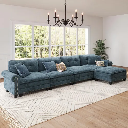 Vista 16 de Sofá modular de gran tamaño de 116 pulgadas en forma de L Azul polvoriento