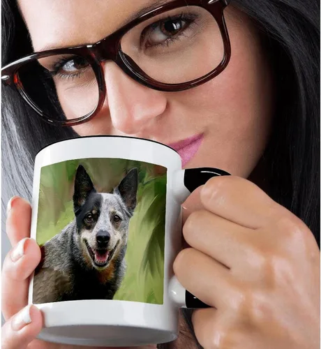 Vista 2 de 3dRose (mug_4789_4) Perro de ganado australiano - Taza negra de dos tonos, 11 oz