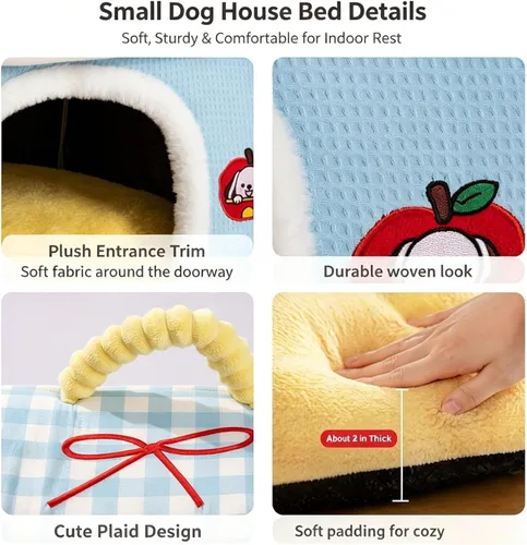 Vista 2 de Cama de casa para mascotas para perros y gatos pequeños, medianos y Rosa