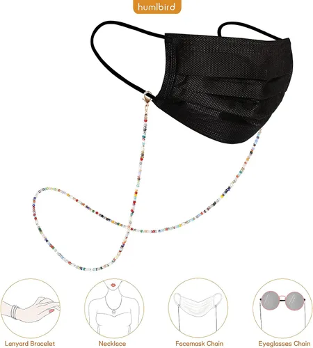 Vista 2 de humlbird Cadena de gafas de sol con cuentas de cristal curativo con perlas para mujer