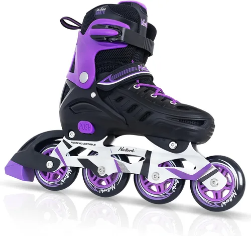 Vista 7 de Nattork Patines en línea para niños y niñas, hombres y mujeres, 4 tamaños ajustables, cuchillas de patines de ruedas para principiantes para niños
