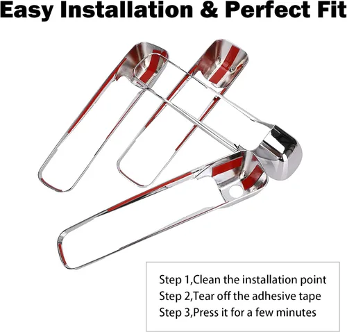 Vista 5 de Tutor Auto Coberturas de manija de puerta cromadas Compatibles con Dodge Ram 1500 2500 3500 2009-2018 - Manija de puerta exterior Compatible