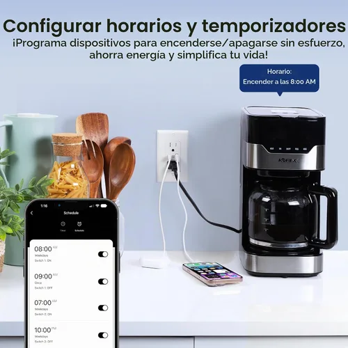 Vista 6 de Geeni Current Tomacorriente Wi-Fi Inteligente con 2 Puertos USB de Carga Rápida (20W USB-C PD y Carga Rápida USB-A), Control de Voz, No Requiere