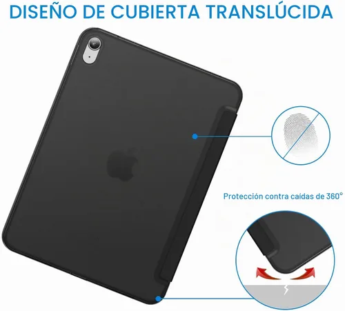 Vista 4 de JETech - Funda para iPad (A16) de 11ª y 10ª generación, color negro Cover for 2025/2022 Model, Translucent Back, Tri-Fold Stand, Auto Wake/Sleep