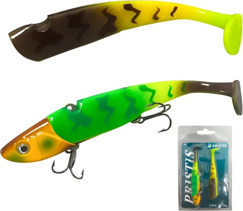Vista 11 de Pristis Jig Head Fishing Lures for Freshwater Saltwater, Weedless Swim Jig Pre-Rigged Vibrating Swimbaits Kit Gear, Teasers with Sharp Hooks &