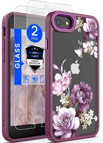 Vista 8 de Dretal Funda para iPhone SE 2022/2020, iPhone 8/7, con 2 protectores de pantalla, probada contra caídas de grado militar, parte trasera dura y borde