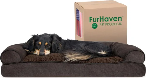 Vista 15 de Furhaven - Cama para perros, cojín de almohada tradicional sofá y colchón de espuma rectangular terapéutico de lujo con funda extraíble para perros
