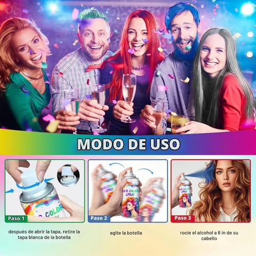 Vista 5 de Tinte en aerosol temporal para el cabello, 4.1 fl oz (rojo)