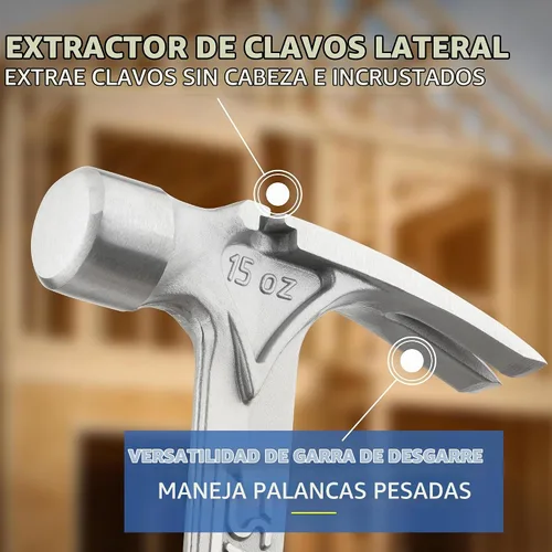 Vista 4 de Estwing Serie Ultra - Martillo de carpintero de mango corto de 15 oz con boca lisa y mango reductor de impactos - E6-15SR Fabricado en Estados