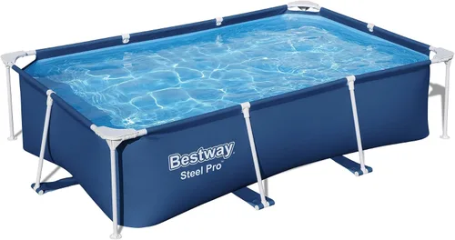 Vista 11 de Bestway Steel Pro - Piscina rectangular de 87 pulgadas x 59 pulgadas x 17 pulgadas con marco de metal sobre el suelo, para exteriores, color azul
