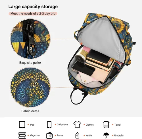 Vista 6 de Tennis Badminton Backpack Water Resistant Ukraine Sunflower Flowers 2 Rackets Padded Tennis Bag Gym Bag for Men Women Tennis Sport bolso