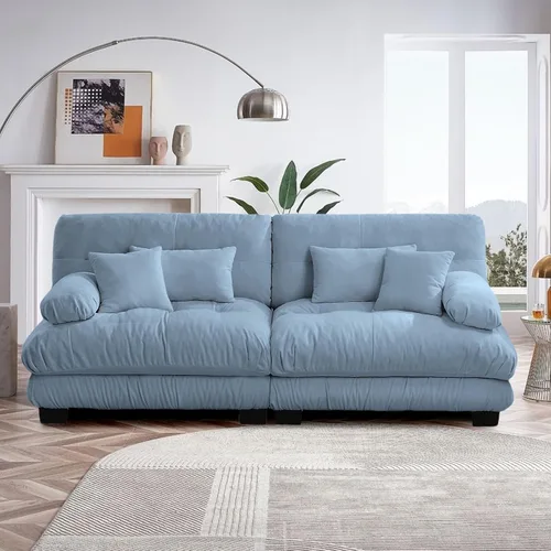 Vista 47 de Reposapiés Otomano Tapizado de Terciopelo con Cojín para Sofá Seccional Sofá 300 libras para Sala de Estar (Beige)
