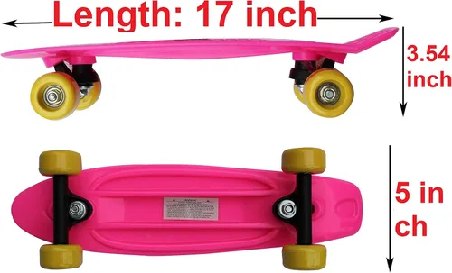 Vista 3 de Monopatín mini, monopatín mini cruiser para principiantes Rosado