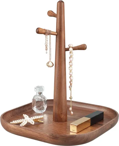 Vista 3 de Generic" C-Joy CJWKS01-WN - Llavero de madera hecho a mano, organizador decorativo de madera, organizador colgante para llaves de joyería (nogal)