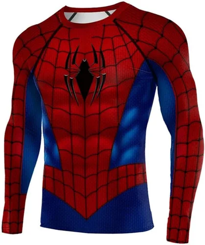 Vista 3 de HIMIC E77C - Camiseta deportiva, elástica, ajustada, de secado rápido, diseño de superhéroe en 3D, para cosplay