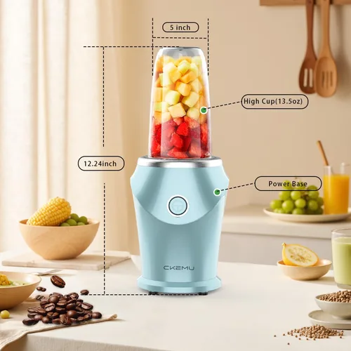 Vista 8 de Licuadora personal 13.5oz taza portátil ABS con 4 cuchillas de acero