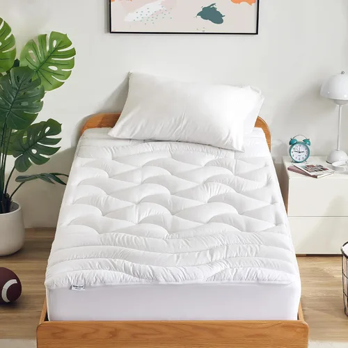 Vista 27 de SLEEP ZONE - Cubrecolchón refrescante, funda de colchón fresca, protector acolchado con zonas, transpirable y lavable, bolsillo profundo de 8-21