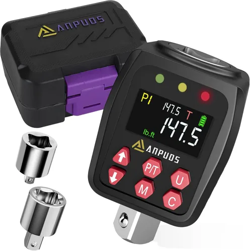 Vista 9 de ANPUDS Adaptador de par digital de 1/2 pulgada, 1.1-22.1 pies-lb/1.5-30 Nm, convertidor de llave dinamométrica digital con ±1% de precisión, valor