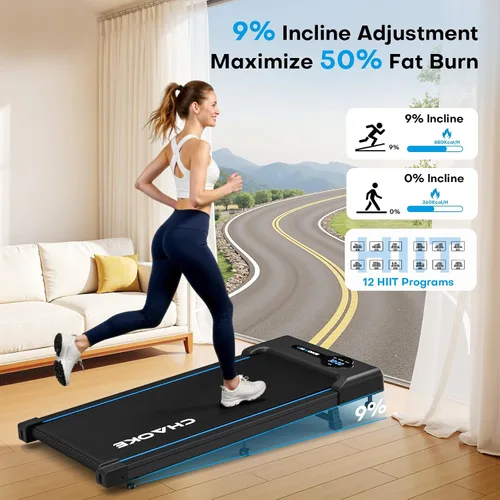 Vista 5 de CHAOKE Walking Pad Treadmill for Home, 6.2MPH Under Desk Walking Pad with 9% Incline for Office Small Spaces, 2.75HP Quiet Running Machines, Remote