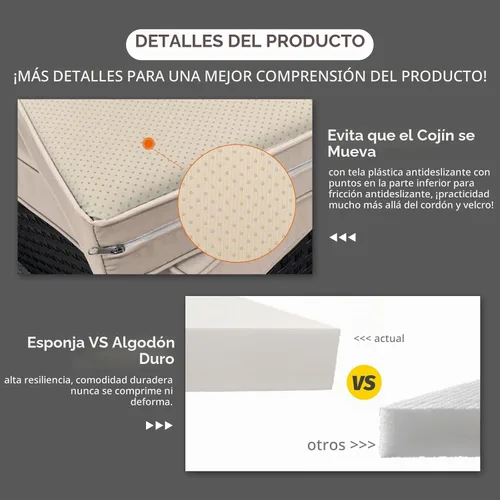 Vista 4 de Rattaner Muebles de patio, sofá de mimbre de 3 asientos, muebles de exterior, sofá de exterior, asiento profundo, respaldo alto, funda impermeable