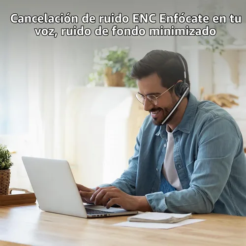 Vista 2 de Auriculares Bluetooth, V5.2 Trucker Wireless Headset con cancelación de ruido micrófono y base de carga para iPhone Samsung teléfono celular