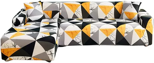Vista 11 de HOTNIU Funda de sofá seccional de 2 piezas, funda elástica suave para sofá en forma de L, funda de sofá modular moderna con estampado para sala