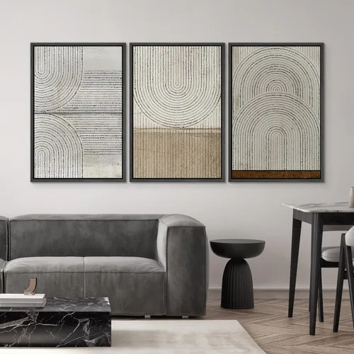 Vista 146 de SIGNWIN Lienzo enmarcado para pared, juego de arte neutro de bosque brumoso, ilustraciones en tono tierra, arte moderno, decorativo, bohemio