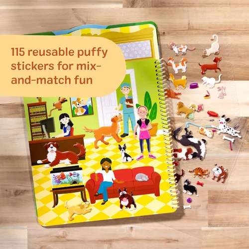Vista 3 de Juego con pegatinas en relieve, de la marca Melissa & Doug, Libro de actividades "lugar de mascotas" con adhesivos acolchados