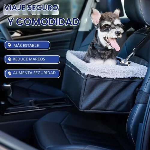 Vista 4 de Asiento de coche para perros pequeños de menos de 20 libras, asiento elevador con marco de metal, tela Oxford de doble capa, correa de seguridad