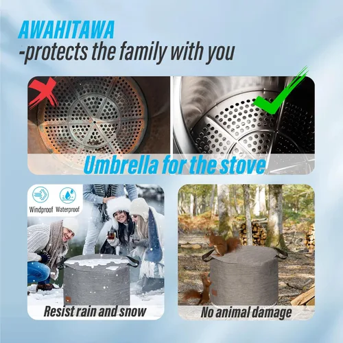 Vista 3 de Cubierta para hoguera para estufa individual de 22 pulgadas, accesorios impermeables de refugio para estufas individuales, cubiertas redondas