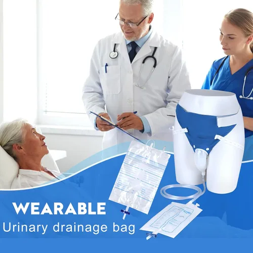 Vista 8 de Urinario masculino a prueba de fugas que incluye bolsa de orina de 33.8 fl oz/67.6 fl oz, tubo de 1,2 M y pantalones de soporte transpirables