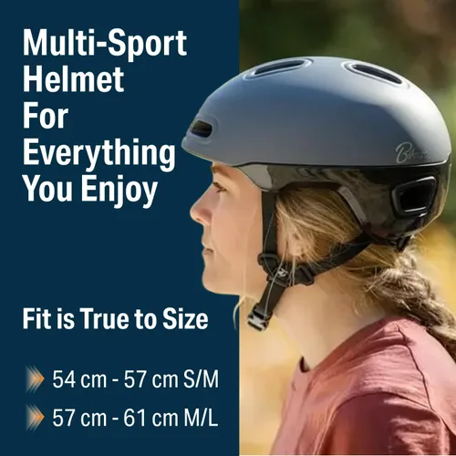 Vista 2 de Bikeroo Adult Multi Sport Bike Helmet with Rear Safety Light, Adjustable Head Protection All Purpose Cycling Safety Gear for Men & Women