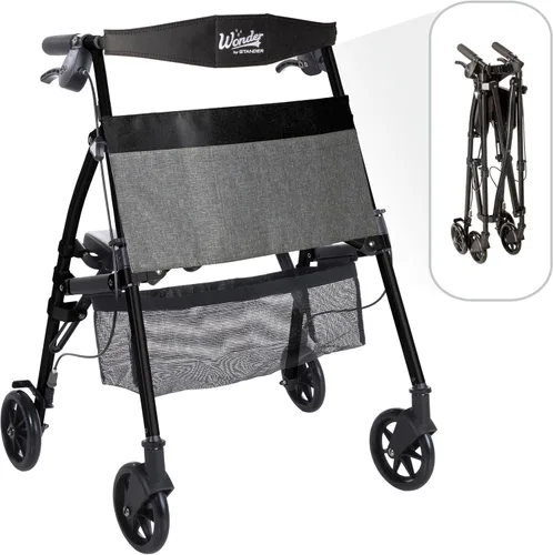 Vista 16 de Stander Wonder Andador Plus, Andador plegable de movilidad rodante ligero, Andador EZ Fold-N-Go para personas mayores y adultos, ruedas de 6