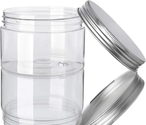 Vista 5 de Rocutus Paquete de 12 tarros de plástico transparente con tapas de rosca, recipientes de plástico de boca ancha recargables para almacenamiento