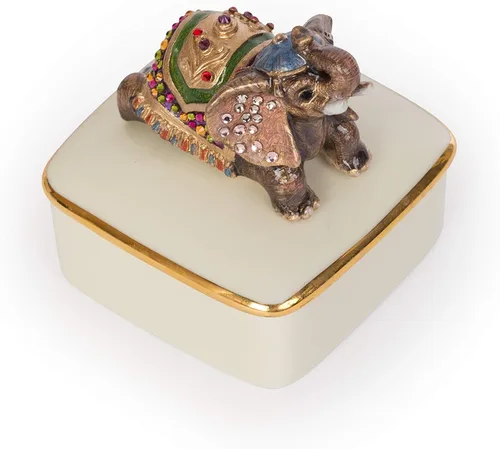 Vista 2 de Jay Strongwater - Caja de Porcelana - Priya Elephant