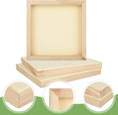 Vista 7 de SHUESS Paquete de 10 paneles de madera de 8 x 8 pulgadas, paneles de lona de madera sin terminar, paneles de madera acunados para pintura, dibujo