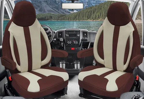 Vista 17 de BREMER SITZBEZÜGE Measure Pilot Seat Covers Compatible with Motorhome Ducato Weinsberg Adria Dethleffs Accessories,Set of 2 Protective Covers Black