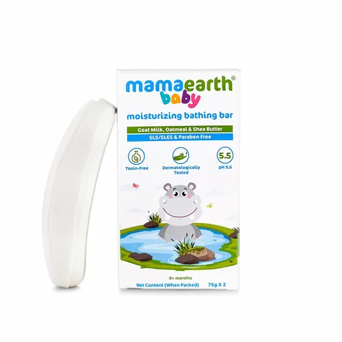 Vista 5 de MAMAEARTH Barra de baño para bebés con leche de cabra, avena y manteca de karité, 2 x 2.65 oz Formulado con leche de cabra, avena y manteca