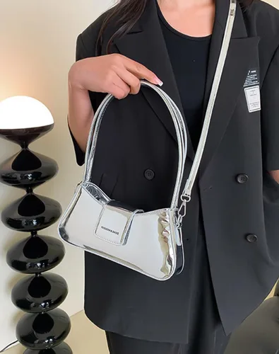 Vista 4 de Bolso de noche para mujer, bolso de mano de cuero, bolso de hombro pequeño, bolso de mano brillante, bolso de mano con asa superior 2023