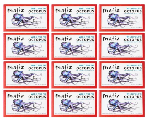 Vista 10 de Matiz Pulpo Pulpo de aleta amarilla salvaje en aceite de oliva 4.0 onzas