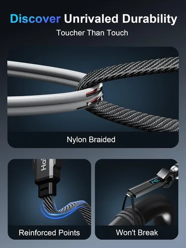 Vista 14 de Cable de carga 4 en 1 de 5 pies, 240 W USB C a USB C cable de carga rápida trenzado plano combo de cable cargador para iPhone USB A/C a C/L