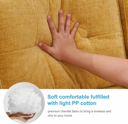 Vista 5 de Moderno sofá modular en forma de L de 85 pulgadas, felpilla con patas de hierro y diván, sofá modular de interior simple y elegante para sala
