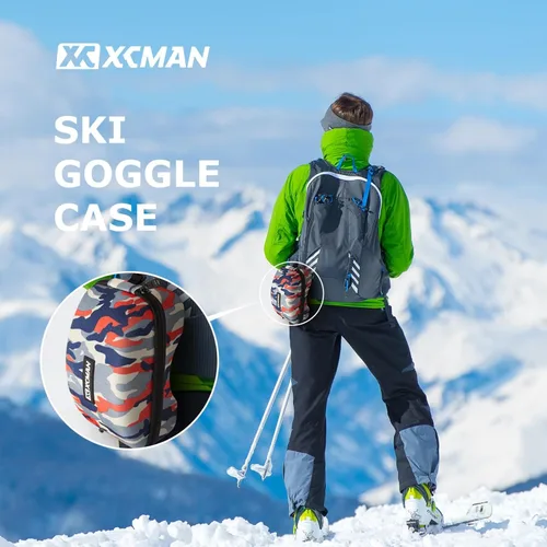 Vista 7 de XCMAN Funda rígida de EVA para gafas de esquí que se adapta a todas las formas y tamaños de gafas de esquí