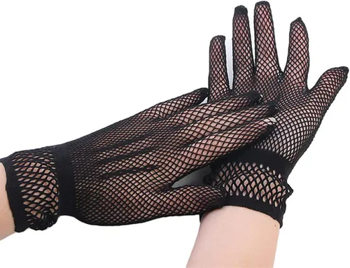 Vista 3 de Guantes de red para boda, guantes de encaje para novia, guantes cortos de ópera de los años 20, accesorios de fiesta para mujeres y niñas