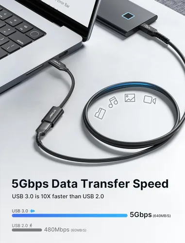 Vista 2 de JSAUX Adaptador USB C a USB 3.0 [2 unidades], USB C macho a USB hembra OTG adaptador compatible con MacBook Pro/Air, iPhone 17 Pro Max/iPhone Negro
