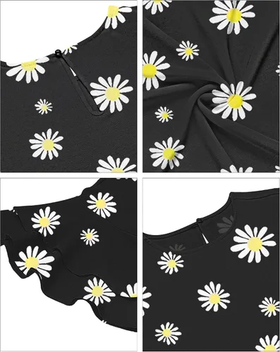 Vista 3 de luvamia Blusa casual de manga acampanada de 34 con cuello redondo para mujer