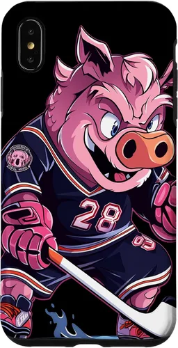 Vista 7 de iPhone 15 Pig Ice Hockey Player Hockey Stick Goalkeeper Case