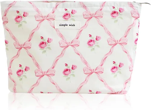 Vista 45 de Wudygirl Bolsa de maquillaje de lona para mujer, organizador estético de maquillaje, bolsa de maquillaje de viaje, bolsa de aseo para bolso, bolsa